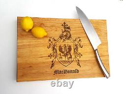 Custom Made Family Crest Butcher Block Cutting Board, 18 x 12 x 1.75