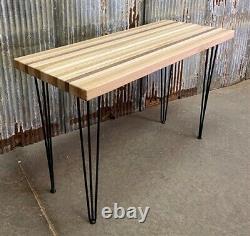 Cutting Board Table, Kitchen Island, Butcher Block Table, Hairpin Legs, Wood, A