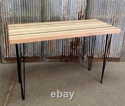 Cutting Board Table, Kitchen Island, Butcher Block Table, Hairpin Legs, Wood, A