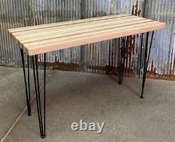 Cutting Board Table, Kitchen Island, Butcher Block Table, Hairpin Legs, Wood, A