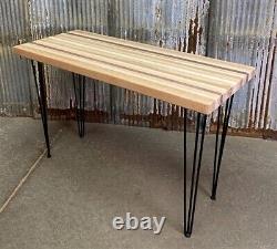 Cutting Board Table, Kitchen Island, Butcher Block Table, Hairpin Legs, Wood, A