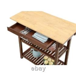 Designs2Go Three-Tier Butcher Block Kitchen Island with Drawer in Mahogany Wood