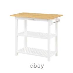 Designs2Go Three-Tier Butcher Block Kitchen Prep Island with Drawer- White Wood