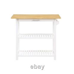 Designs2Go Three-Tier Butcher Block Kitchen Prep Island with Drawer- White Wood