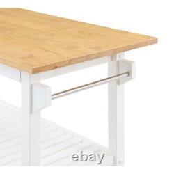 Designs2Go Three-Tier Butcher Block Kitchen Prep Island with Drawer- White Wood