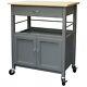 Ehemco Kitchen Island Cart On Wheels With Natural Butcher Block Top(collectible)