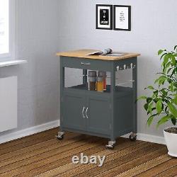 EHemco Kitchen Island Cart on Wheels with Natural Butcher Block Top(Collectible)