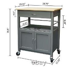 EHemco Kitchen Island Cart on Wheels with Natural Butcher Block Top(Collectible)