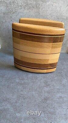 EUC Vintage MCM Wood Butcher Block Inlay Bookends