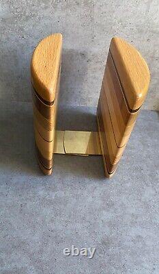 EUC Vintage MCM Wood Butcher Block Inlay Bookends