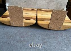 EUC Vintage MCM Wood Butcher Block Inlay Bookends