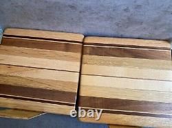 EUC Vintage MCM Wood Butcher Block Inlay Bookends