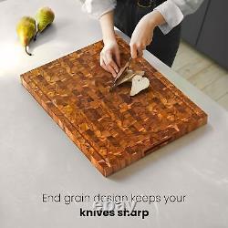 End Grain Butcher Block Cutting Board 1.5 Thick. Made of Teak Wood and Con