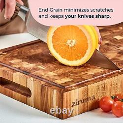 End Grain Butcher Block Cutting Board 2 Thick Made of Teak Wood and Conditio
