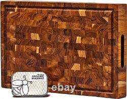 End Grain Butcher Block Cutting Board 2 Thick Made of Teak Wood and Condition