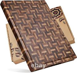 End Grain Cutting Board 20L X 16W X 1.5Th Butcher Block Built-In Juice Gr