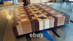 End Grain Cutting Board, Butcher Block Style, made with hardwoods, food safe fin