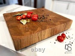 End Grain Handmade Butcher Block Cutting Board Cherry Wood with feet 2 thick