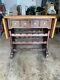 Ethan Allen Dark Antiqued Pine Old Tavern Butcher Block Rolling Wine Rack Cart