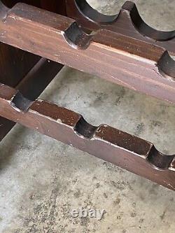 Ethan Allen Dark Antiqued Pine Old Tavern Butcher Block Rolling Wine Rack Cart