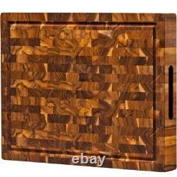 Extra Large End Grain Butcher Block Cutting Board 1.5 Thick. Made of Teak Wo