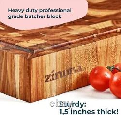 Extra Large End Grain Butcher Block Cutting Board 1.5 Thick. Made of Teak Wo