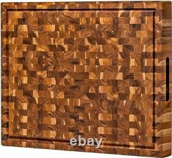 Extra Large End Grain Cutting Board for Kitchen 2 Thick Teak Butcher Block