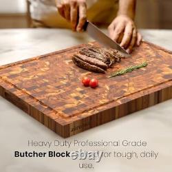 Extra Large End Grain Cutting Board for Kitchen 2 Thick Teak Butcher Block