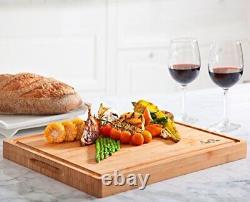 Extra Large Organic Bamboo Cutting Board & Thick Butcher Block with Juice Groove