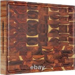 Extra Large Thick Acacia Wood End Grain Cutting Board 20x15x2 In, Wooden Butcher