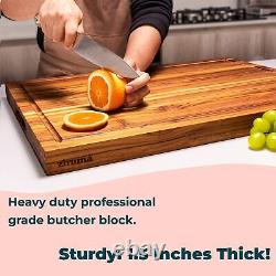 Extra Large Wood Cutting Board for Kitchen 1.5 Thick Teak Butcher Block Co