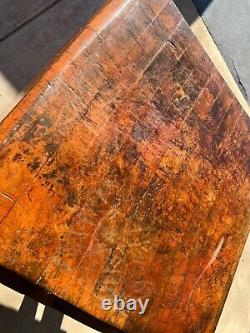 Fantastic Antique Butcher Block Wood Welded 24 1/4 Square 15 3/4 Thick HEAVY