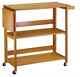 Folding Kitchen Island Cart Rolling Storage With Light Oak Wood Top And Towel Bar