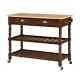 French Country Espresso/butcher Block Kitchen Cart, 3-tiers, Drawers