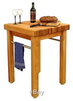French Country Square Butcher Block Towel Bar Shelves Kitchen Island Work Table
