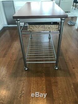 French Quarter Aged White Wash Natural Kitchen Island With Butcher Block Top