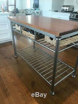 French Quarter Aged White Wash Natural Kitchen Island With Butcher Block Top