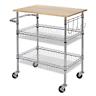 Gatefield Chrome Kitchen Cart With Butcher Block Top