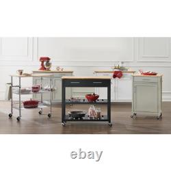 Gatefield Chrome Kitchen Cart with Butcher Block Top
