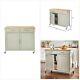 Glenville Grey Rolling Kitchen Cart With Butcher Block