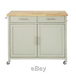 Glenville Grey Rolling Kitchen Cart with Butcher Block