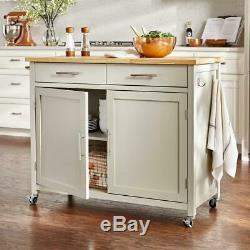 Glenville Grey Rolling Kitchen Cart with Butcher Block