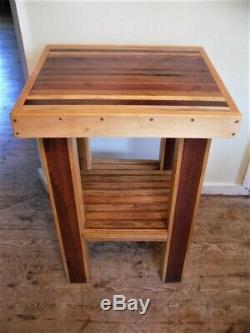 HANDMADE Butcher Block TABLE with REMOVABLE Cutting Board TOP Home KITCHEN ISLAND
