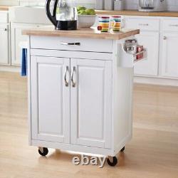 HOT NEW Kitchen Island Cart with Drawer, Spice Rack, Towel Bar, Butcher Block