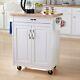 Hot New Kitchen Island Cart With Drawer, Spice Rack, Towel Bar, Butcher Block