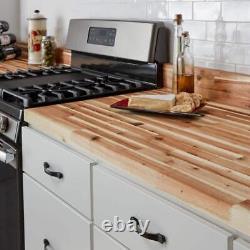 Hampton Bay Butcher Block Countertop 4 ft. Square Edge Solid Wood in Unfinished