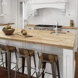 Hampton Bay Butcher Block Countertop 4 ft. Square Edge Solid Wood in Unfinished