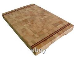 Handmade, Cutting Board End Grain, with Feet, Butcher Block, Chopping Board, Ash