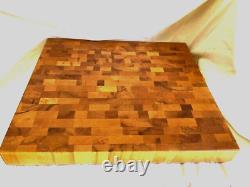 Handmade Maple Butcher block cutting board, end grain, restored, 18x16x2,16lb, Exc