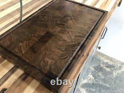 Handmade Solid Walnut Blackwood End Grain Cutting Board Butcher Chopping Block